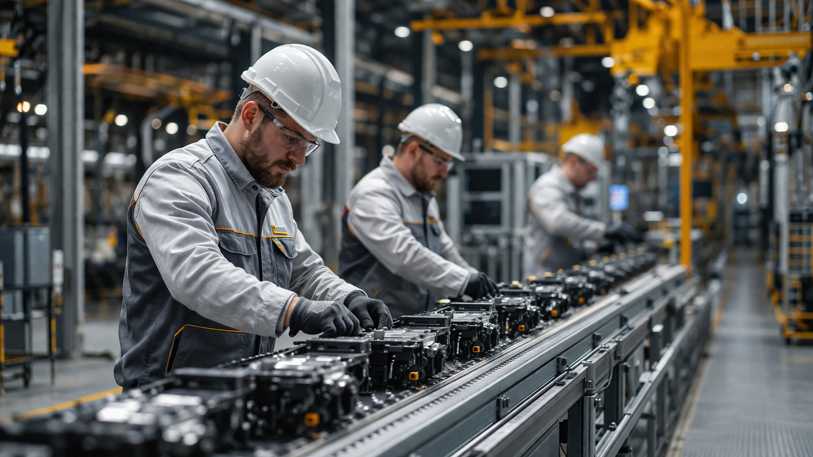 Pracownicy na linii produkcyjnej